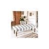 Cairo Sheesham Wood Accent 3 Seater Bench In Grey Fabric
