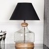 Tuscan Glass and Wood Table Lamp With Black Cotton Shade