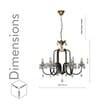 Margaret 6 Light Black and Antique Brass Crystal Chandelier