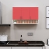 3 Doors Modular Wall Mounted Kitchen Cabinet With Organizer Shelf In Scarlet Red Finish