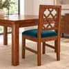 Globally Indian Nakshatra Solid Sheesham Wood 4 Seater Dining Table Set 4 Chairs Teal Green
