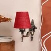 Devansh Metal Electric Wall Light in Antique Gold Colour with Maroon Shade Count of 1 Light
