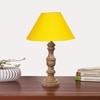 Devansh Yellow Cotton Table Lamp With  Wood Natural Base (10X18 Inches)-31