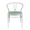 Sigma Wishbone Metal Dining Weaving Chair in Ivory White