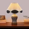 Devansh Multi Vintage Cotton Pleated Shade Lamp With Wood & Mosaic Glass Base For Decoration/Office/Home/Gifting/Study For Decoration/Office/Home/Gifting/Study