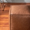 Cube Collection Brown Faux Leather Pouf Ottoman Set Of 2