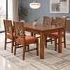 Globally Indian Kusha Solid Sheesham Wood 4 Seater Dining Table Set 4 Chairs Terracotta Orange