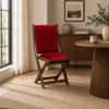 Lora Sheesham Wood Upholstered Folding Chair in Red Colour by Bohemiana