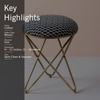 Quad Fabric Cross Metallic Stool in Blue Color
