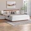 Juda Engineered Wood Queen  Size Bed Without Storage (Urban Teak Finish, Frosty White Colour)