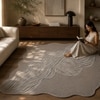 Handmade Wool Silk Shaped Rug Abstract Contour Taupe 8 x 10 Feet Carpet