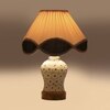 Devansh Multi  Vintage  Cotton Pleated Shade Lamp With Wood & Mosaic Glass Base For Decoration/Office/Home/Gifting/Study For Decoration/Office/Home/Gifting/Study