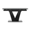 Caribu 4 To 6 Extendable Dining Table In Black Marble Color With High Gloss Finish