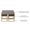 Valentino Black Glass Nesting Coffee Table In Dark Gold Finish