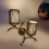 Devansh Metal Electric Wall Light in Gold Colour with Blue Shade Count of 2 Lights