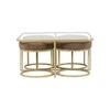 Benton Nesting Clear Glass Coffee Table Set With 4 Stools In Gold Finish