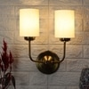 Devansh Metal Electric Wall Light in Gold Colour with off-white Shade Count of 2 Lights