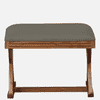 Calveshire Solid Wood Ottoman in Grey Fabric