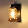 Devansh Solid Wood Electric Wall Light in Brown Colour with Lavender Shade Count of 1 Light