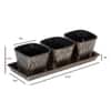Dot Hammered Planter Set Of 3 In Black And Gold Colour