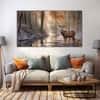 The Castle Decor Beautiful Deer Wall Painting Wooden Framed Digital Painting 27x48 Inch (Style 2)