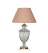 Mystic Hand Cut Rippled Glass And Brass Casted Metal Table Lamp With Beige Cotton Shade