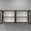 Aluminium Black Profile 4 Fluted Glass Handless Shutters Wall Cabinet In Slate Grey Finish