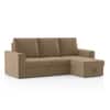 Kowloon Sectional 3 Seater Pull Out  Sofa Cum Bed with Storage in Fawn Velvet Colour