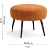 Doe Buck Luna Boucle Round Ottoman Stool in Rust Colour with Black Metal Legs