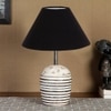 Black cotton with White Brushed Wood Table Lamp