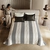Stoa Paris Super King 5PC Satin Bedding Set  5PC Ivory White-Deep Black