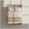 Valerio Duo-Panel Luxe Queen Size Bed in Off- White colour Velvet with Oak wood Frame