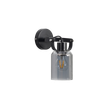 Bravo Single Light Wall Fitting In Black Finish Metal With Smoke Glass