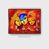 Red Blue Radha Krishna Madhubani Canvas Wall Prints Canvas Wall Prints Set of 2 Multicolor Matte