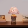 Devansh Conical Multi Cotton Shade Lamp With Wood & Mosaic Glass Base For Decoration/Office/Home/Gifting/Study For Decoration/Office/Home/Gifting/Study -(10X10X14.5) Inches -A