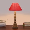 Devansh Pink Jute Table Lamp With  Wood Natural Base (10X10X21 Inches)-35