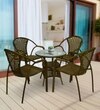 Esperance Wicker Table And Chair Set In Beige And Brown Dual Tone Finish