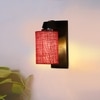 Devansh Solid Wood Electric Wall Light in Brown Colour with Maroon Shade Count of 1 Light