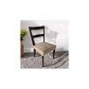 Newport wood Dining Chair in Beige Mossy Fabric Cushioning with DARK WALNUT FINISH