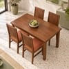 Globally Indian Trikona Solid Sheesham Wood 4 Seater Dining Table Set 4 Chairs Terracotta Orange