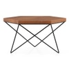 Dyson Hex Abstract Solid Wood Coffee Table With Black Base In Amber Walnut Finish