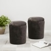 Wayne Pine Wood Accent Set of 2 Ottoman Pouffees in Cedar Brown Velvet