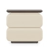 Sora Solid Wood Bedside Table In Beige with Dark Chestnut Finish