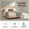Solara Wave Luxe Queen Size Bed in velvet With Oak wood Frame & Hydraulic Storage