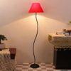 Violet Red Fabric Floor Lamp with Black Iron Base