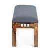 Milford Sheesham Wood Accent 3 Seater Bench In Anchor Grey Fabric