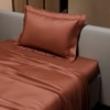 Stoa Paris 300 TC Satin Bedsheet Single Bed with Pillow Covers in Melted Caramel