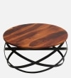 Ainaro Metal Round Coffee Table In Honey Oak Finish