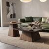 The Noir Laurent Black Marble Walnut Nesting Coffee Table Set with Accent Table