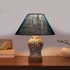 Devansh Conical Turquoise Jute Shade Lamp With Wood & Mosaic Glass Base For Decoration/Office/Home/Gifting/Study For Decoration/Office/Home/Gifting/Study -(10X10X14.5) Inches -A